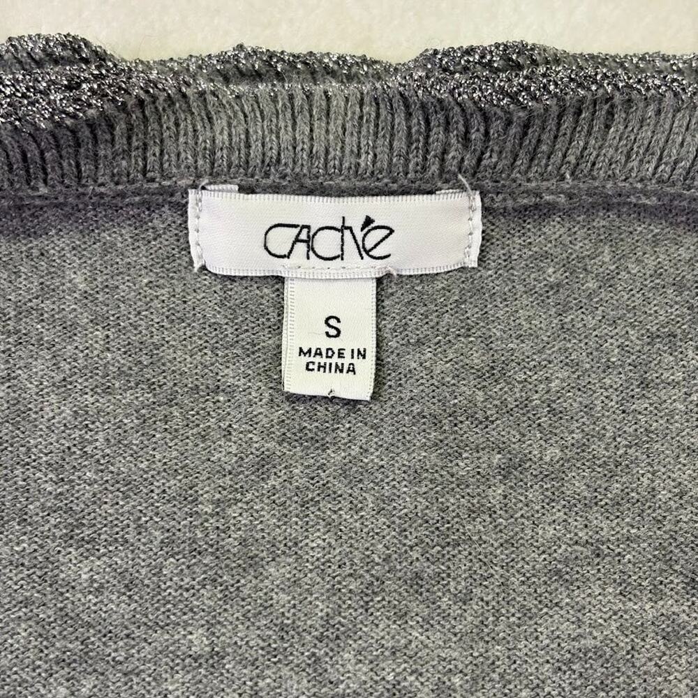 Cache Y2k Metallic Ruffle Collar Short Sleeve Fit… - image 4